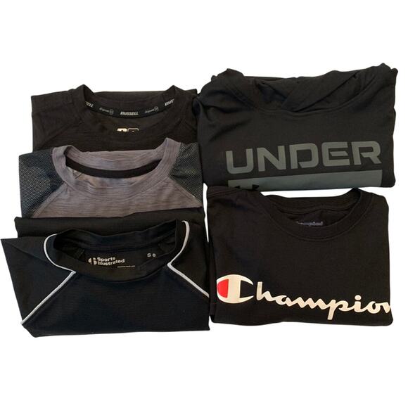Bundle of 5 Boys Long Sleeve Shirts Youth Size Small Medium 8 Black Gray Sporty - Picture 1 of 16